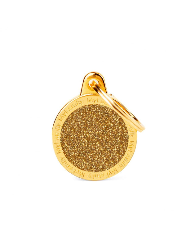 MyFamily Circle Glitter Pet ID Tag, Gold