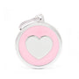 MyFamily Circle Heart Médaille d'identification pour animaux de compagnie, rose