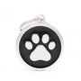 MyFamily Circle Paw Médaille d'identification pour animaux de compagnie, noir