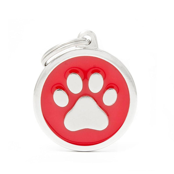 MyFamily Classic Circle Paw Pet ID Tag, Red