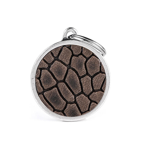 MyFamily Bronx Leather Circle Tucson Pet ID Tag, Grey