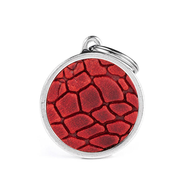 MyFamily Bronx Leather Circle Tucson Pet ID Tag, Red