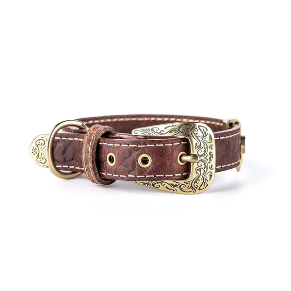 MyFamily El Paso Genuine Leather Dog Collar, Brown