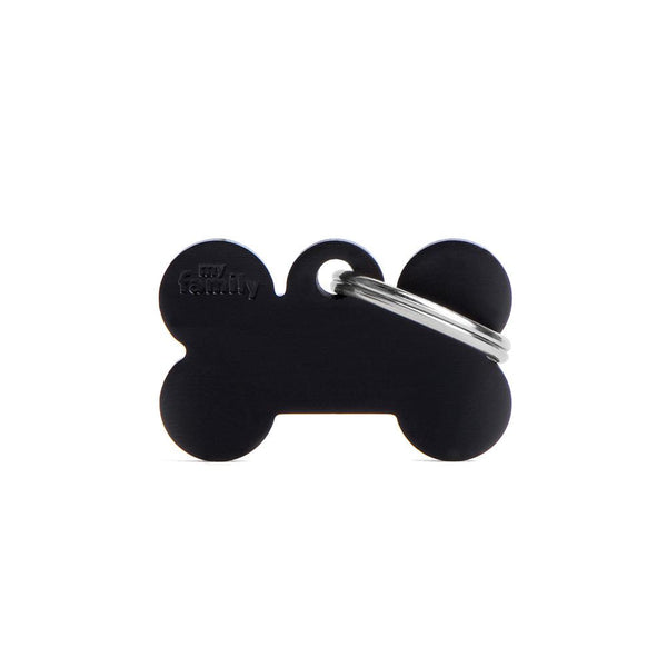 MyFamily Basic Aluminum Bone Pet ID Tag, Black