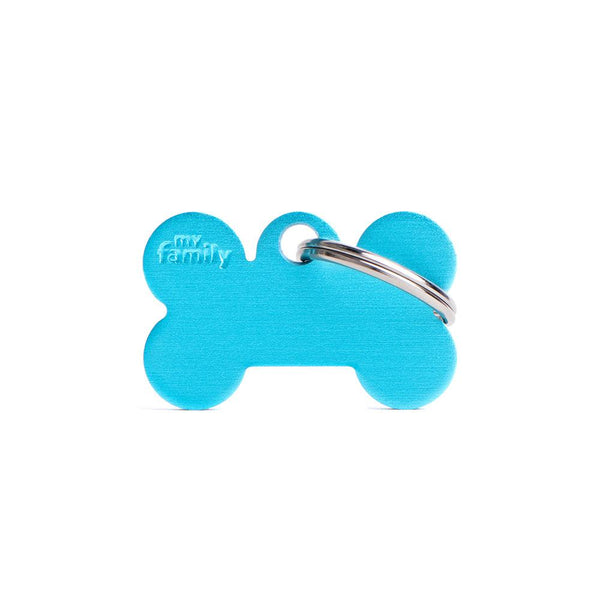 MyFamily Basic Aluminum Bone Pet ID Tag, Light Blue