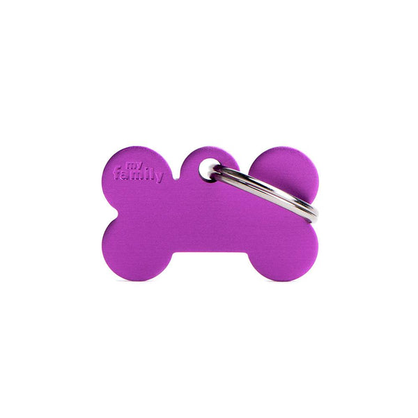 MyFamily Basic Aluminum Bone Pet ID Tag, Purple