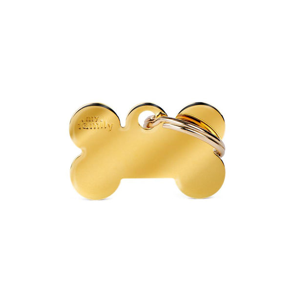 MyFamily Basic Gold Bone Golden Brass Pet ID Tag