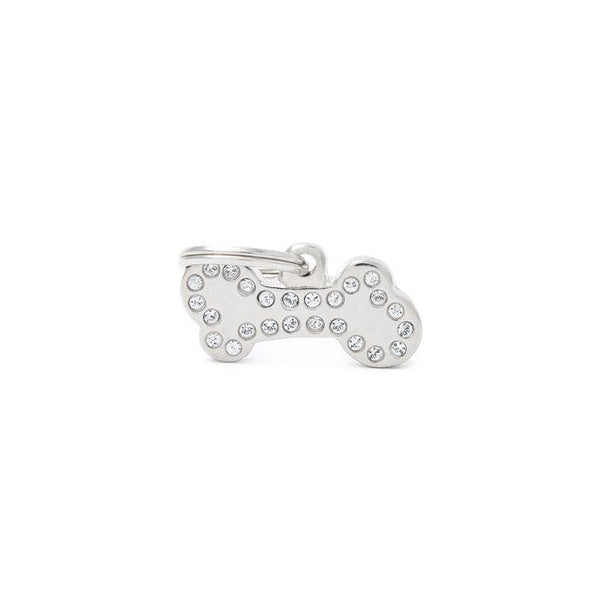 MyFamily Bone Strass Pet ID Tag, Silver