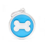 MyFamily Circle Bone Médaille d'identification pour animaux de compagnie, bleu clair