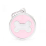 MyFamily Circle Bone Médaille d'identification pour animaux de compagnie, rose