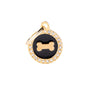 MyFamily Glam Circle Bone Médaille d'identification pour animaux de compagnie, noir/doré