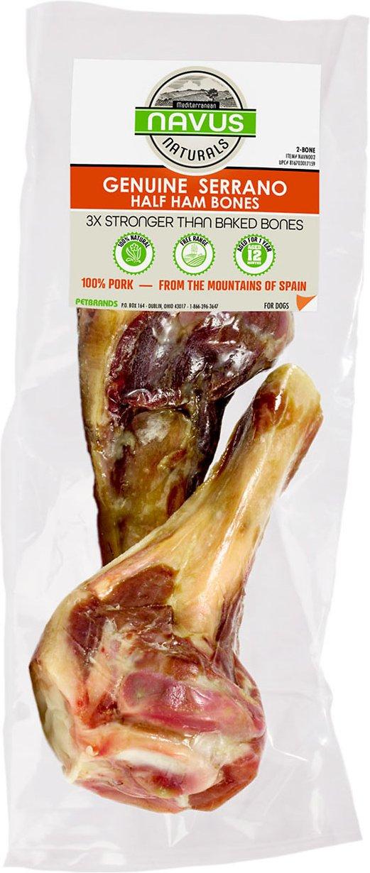 Navus Naturals Friandises Demi os de jambon Serrano authentique pour chiens.
