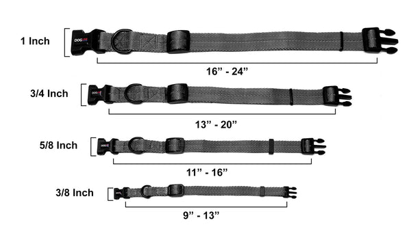 Dogline Nylon Flat Dog Collar, Grey