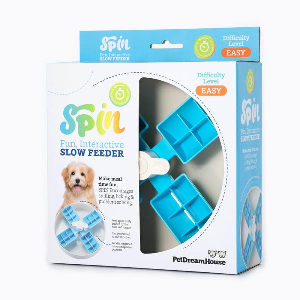 PetDreamHouse SPIN Éolienne interactive réglable mangeoire lente pour chats et chiens