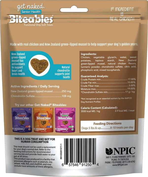 Get Naked Biteables Friandises pour chiens Senior Health Recette au vrai poulet