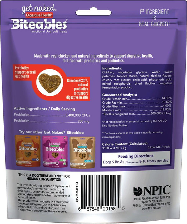 Get Naked Biteables Friandises pour chiens Digestive Health Recette au vrai poulet