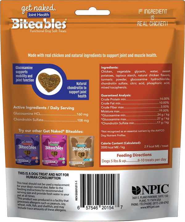 Get Naked Biteables Friandises pour chiens Joint Health Recette au vrai poulet