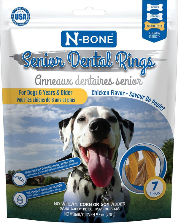 N-Bone Anneaux dentaires senior saveur poulet Friandises pour chiens