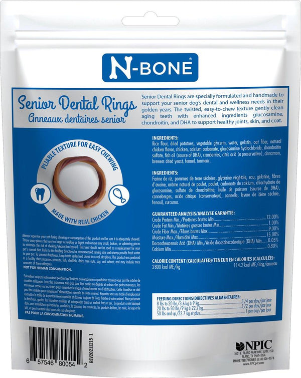 N-Bone Anneaux dentaires senior saveur poulet Friandises pour chiens