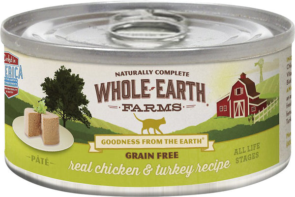 Whole Earth Farms Pâtée sans céréales au vrai poulet et dinde pour chat en conserve