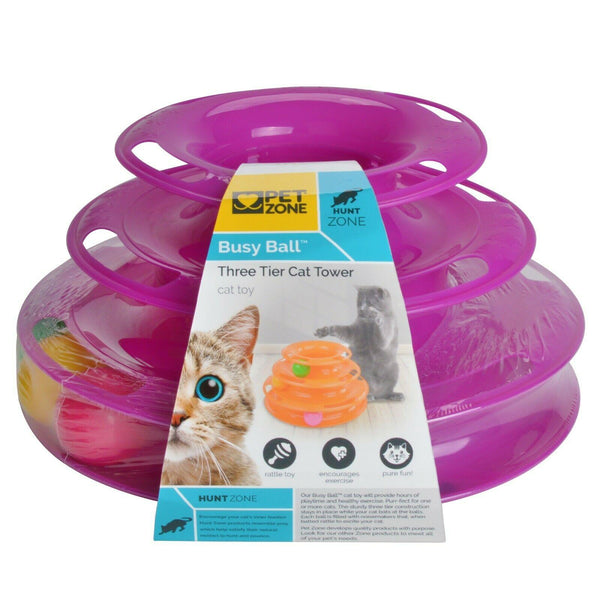Pet Zone Jouet pour chats Tour à trois niveaux avec balles occupantes
