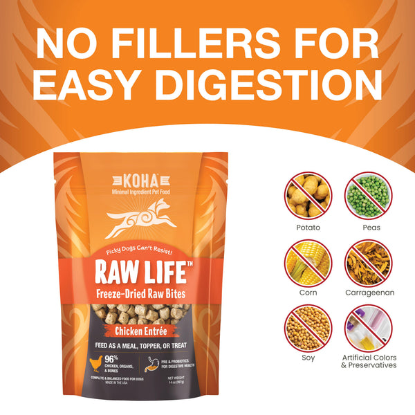 KOHA Raw Life Chicken Entree Freeze-Dried Raw Bites for Dogs