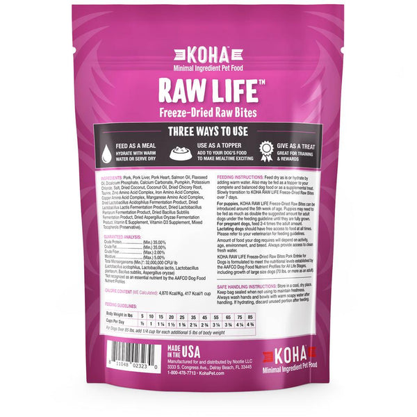 KOHA Raw Life Pork Entree Freeze-Dried Raw Bites for Dogs