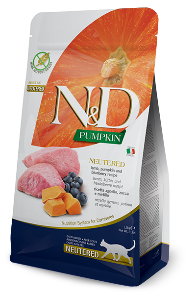 Farmina N&D Pumpkin Lamb, Pumpkin & Blueberry Neutered Dry Cat Food