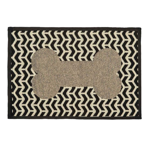 Loving Pets Bella Fashion Geometric Bone Feeding Mats for Dogs, Brown