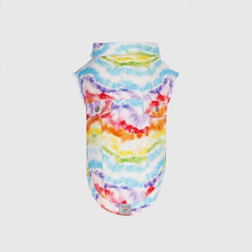 Canada Pooch Downtown Denim Dog Vest, Rainbow Tie Dye