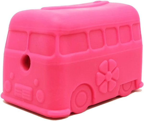 SodaPup MuttsKickButt Jouet distributeur de friandises en caoutchouc Van Rétro Surf's Up, Rose