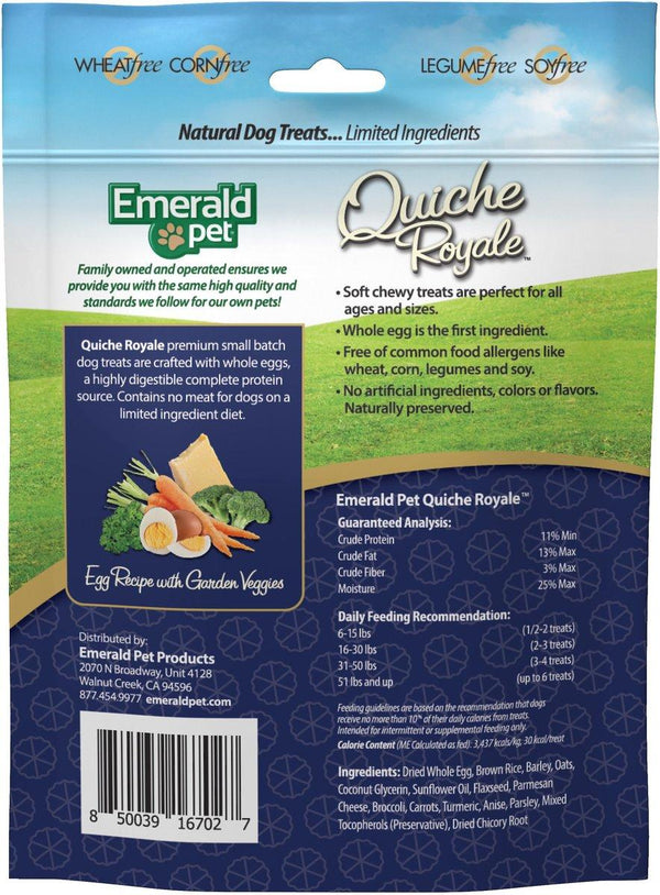 Emerald Pet Quiche Royale Recette aux œufs avec légumes du jardin Friandises pour chiens