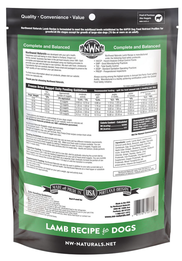 Northwest Naturals Raw Diet Lamb Nuggets Freeze-Dried Dog Food