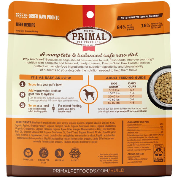 Primal Pronto Raw Freeze-Dried Beef Recipe Dog Food