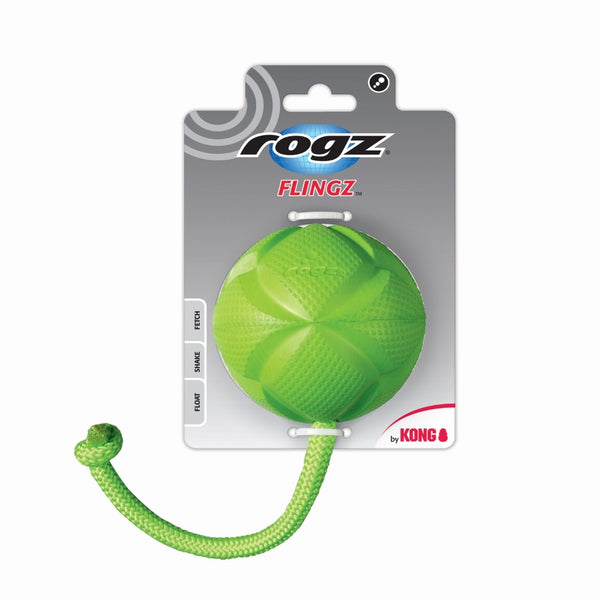 Rogz Flingz Ball w/ Rope Dog Toy