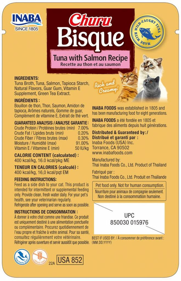 INABA Churu Bisque Tuna with Salmon Recipe Cat Food Topper