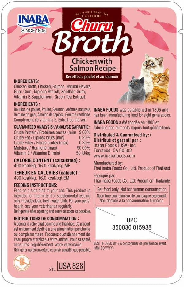 INABA Churu Broth Chicken with Salmon Recipe Cat Food Topper