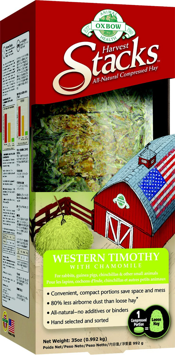 Oxbow Harvest Stacks Compressed Hay Western Timothy with Chamomile Small Animal Food, 35-oz