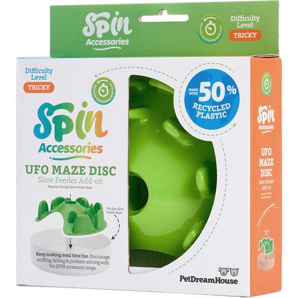 PetDreamHouse Spin UFO Maze Disc Dog Slow Feeder, Tricky