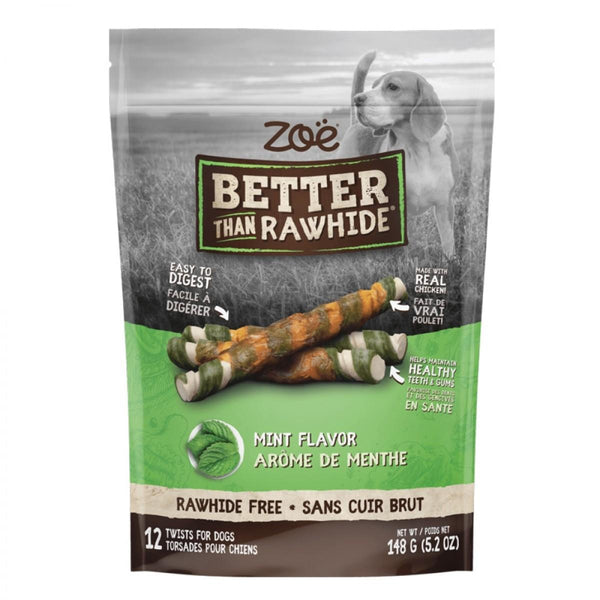Zoe Better than Rawhide Twists Mint Flavor Dog Treats