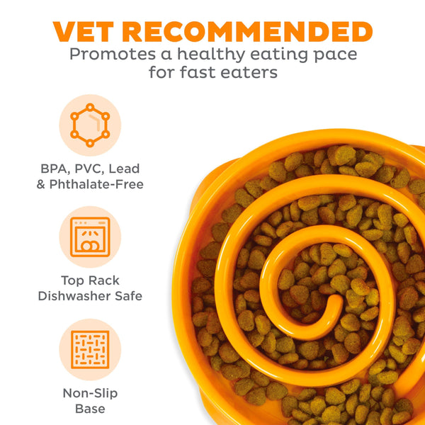 Outward Hound Fun Feeder Slo Bowl Dog Slow Feeder, Orange