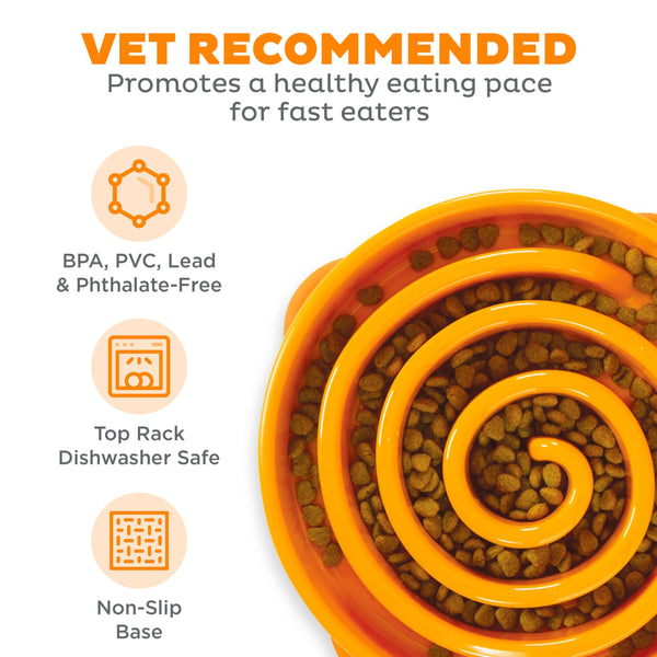 Outward Hound Fun Feeder Slo Bowl Dog Slow Feeder, Orange