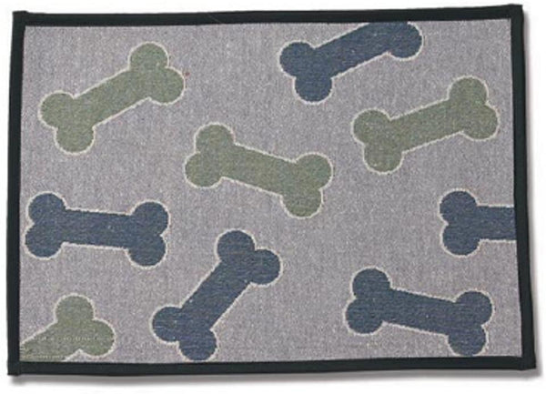 PetRageous Kool Bones Tapestry Pet Mat, Aqua/Gray