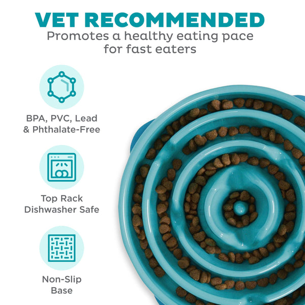 Outward Hound Fun Feeder Slo Bowl Dog Slow Feeder, Turquoise