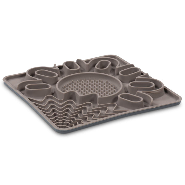 Messy Mutts Framed Silicone Interactive Multi-Surface Mat Dog Slow Feeder, Grey