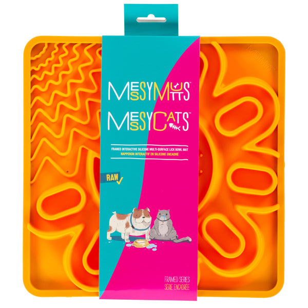 Messy Mutts Tapis interactif multi-surfaces en silicone avec cadre pour chien Orange