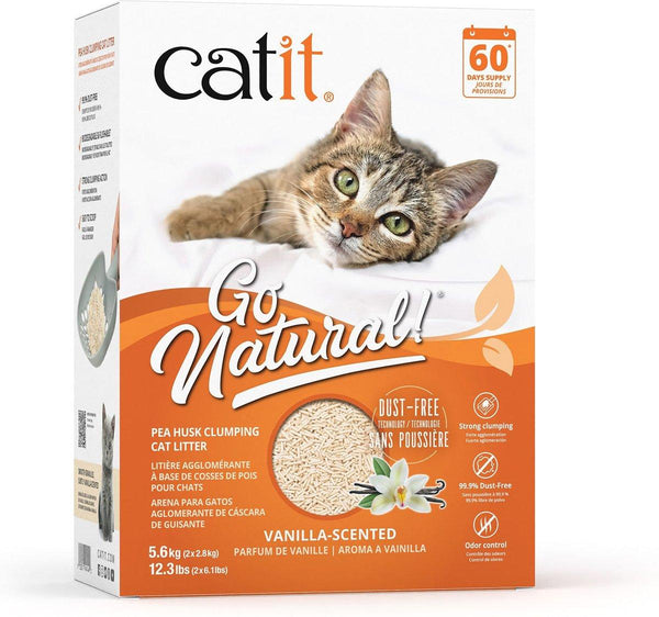 Catit Go Natural Pea Husk Vanilla Scented Clumping Cat Litter, 12.3-lb