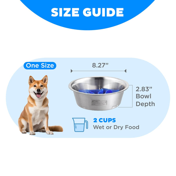 Outward Hound Fun Feeder Slo Bowl Dog Slow Feeder, Stainless Steel