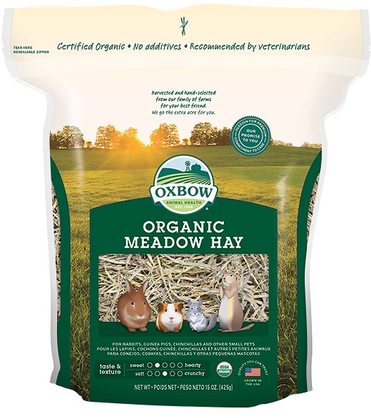 Oxbow Organic Meadow Hay Small Animal Food, 40-oz