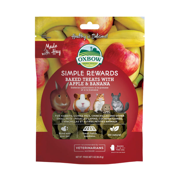 Oxbow Simple Rewards Cuite au four avec gâteries pour petits animaux à la pomme et à la banane, 2 oz